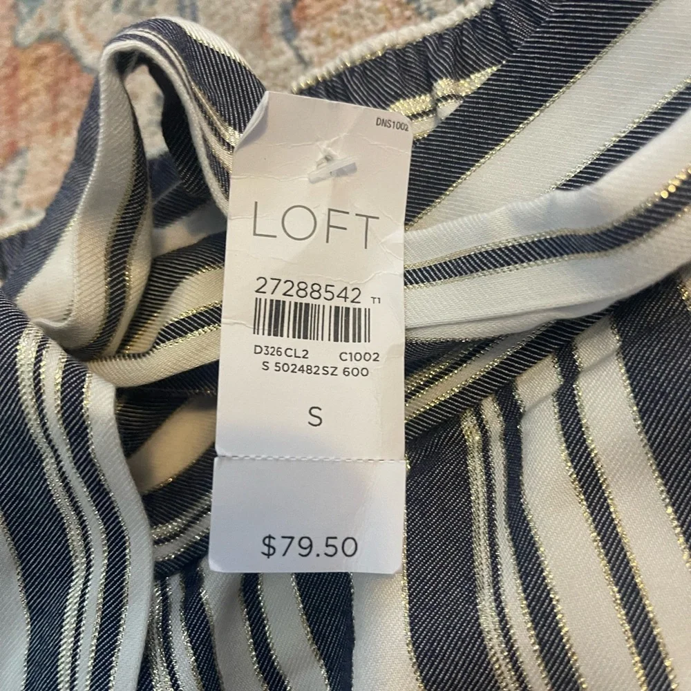 NWT Striped Wide-Leg Pants with Bow Tie - Picture 2 of 4